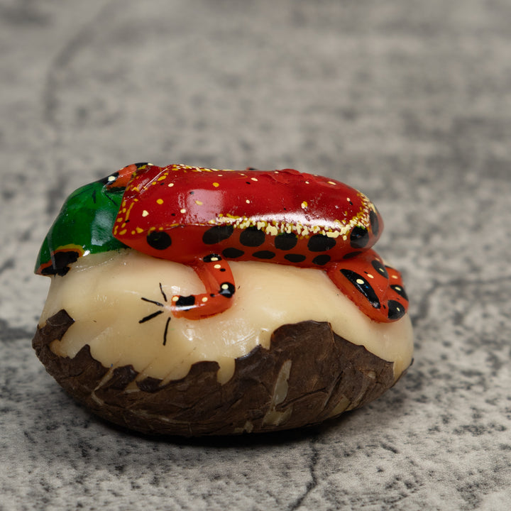 Red Black And Green Poison Dart Frog Tagua Carving