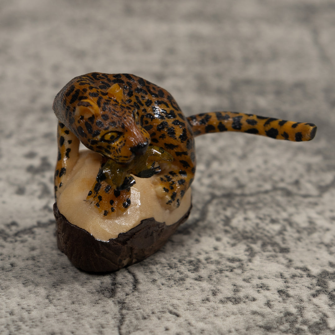 Jaguar Cat With Cub Tagua Carving