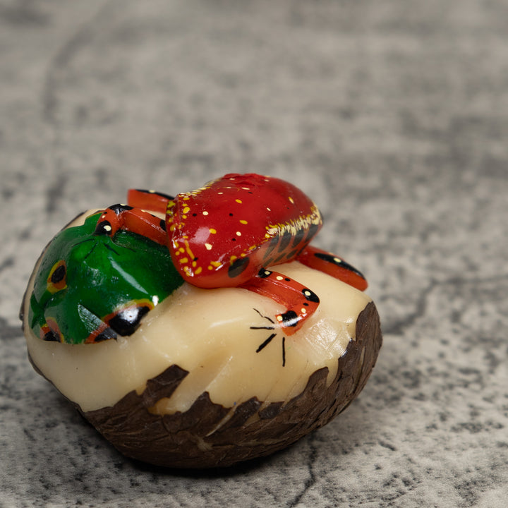 Red Black And Green Poison Dart Frog Tagua Carving