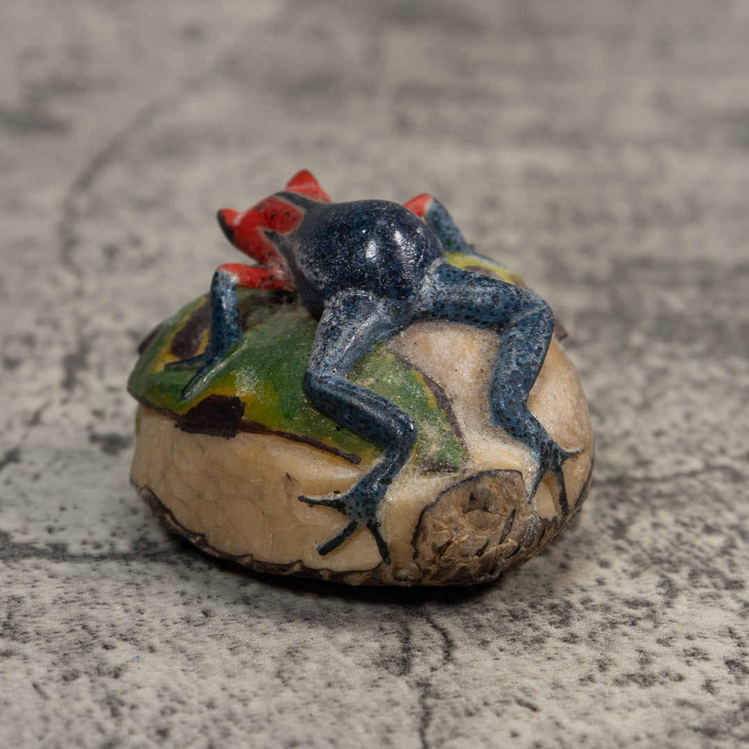 Red And Blue Poison Dart Frog Tagua Carving
