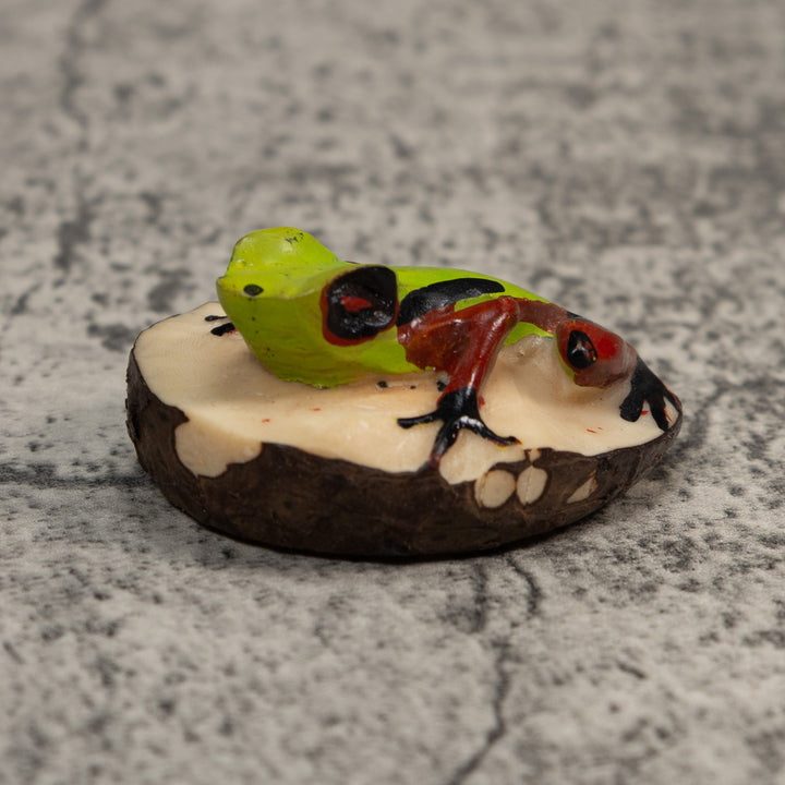 Vintage Green And Rose Poison Dart Frog Tagua Carving