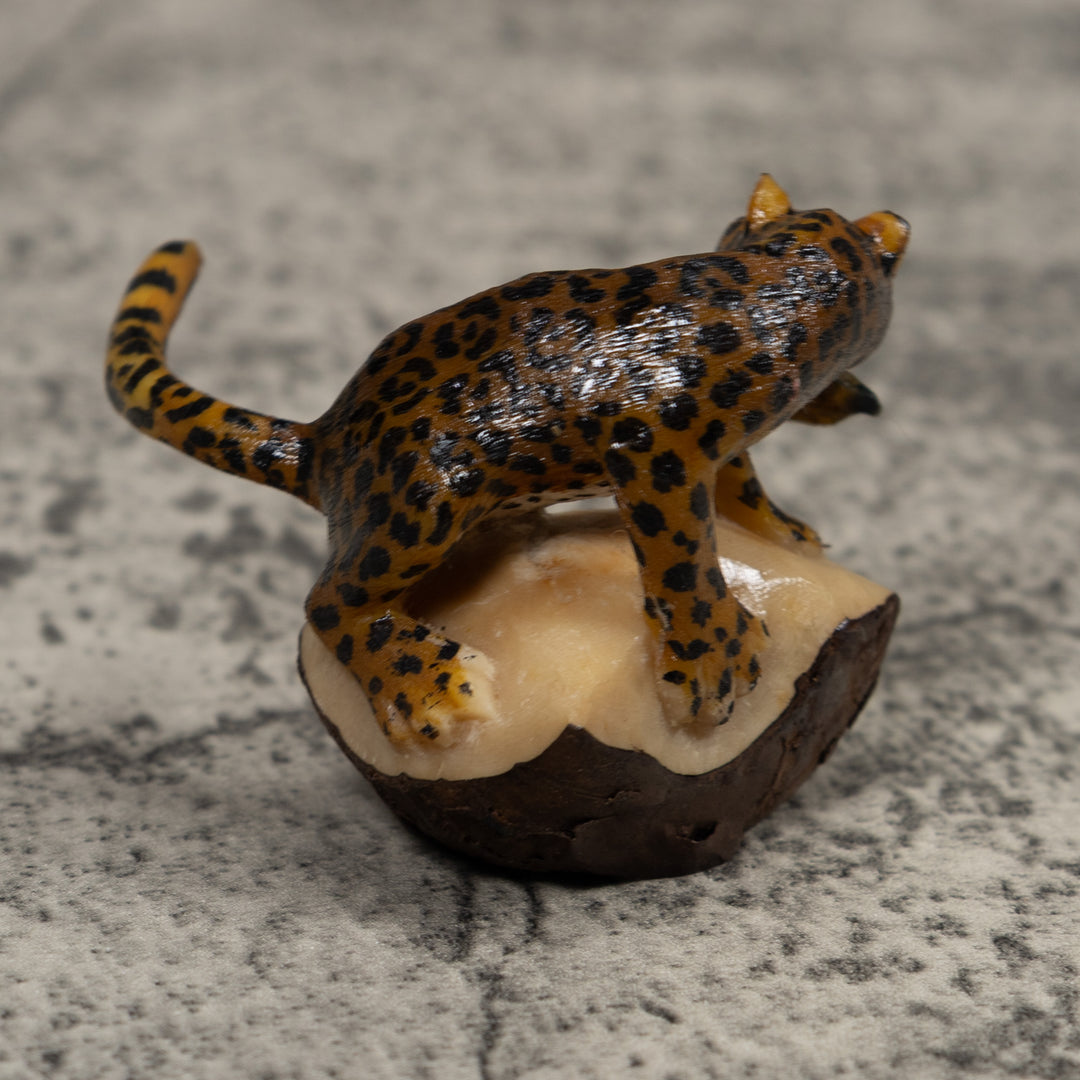 Jaguar Cat With Cub Tagua Carving