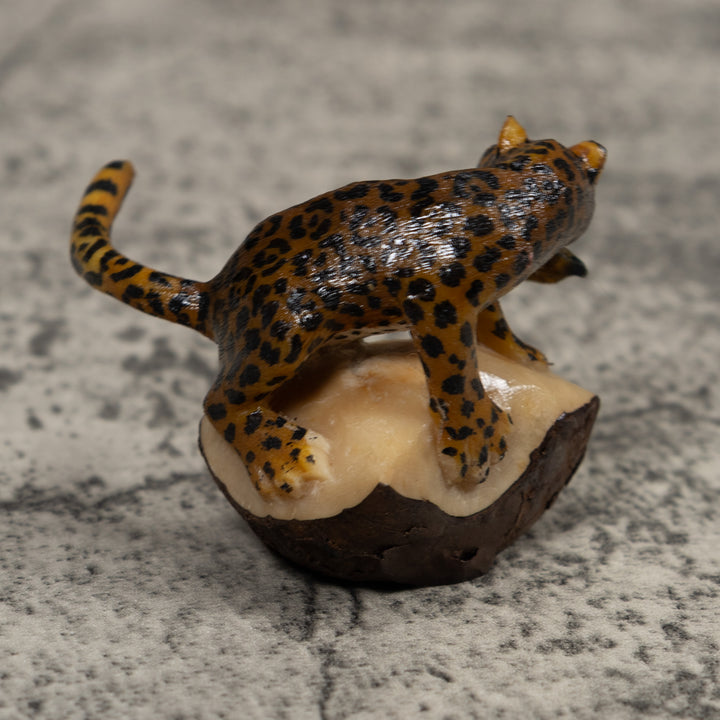 Jaguar Cat With Cub Tagua Carving
