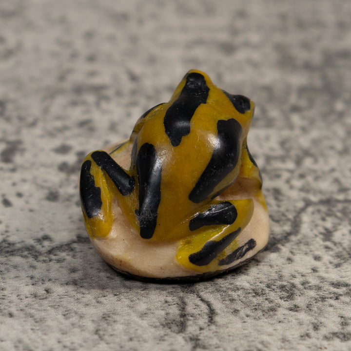 Vintage Yellow And Black Poison Dart Frog Tagua Carving