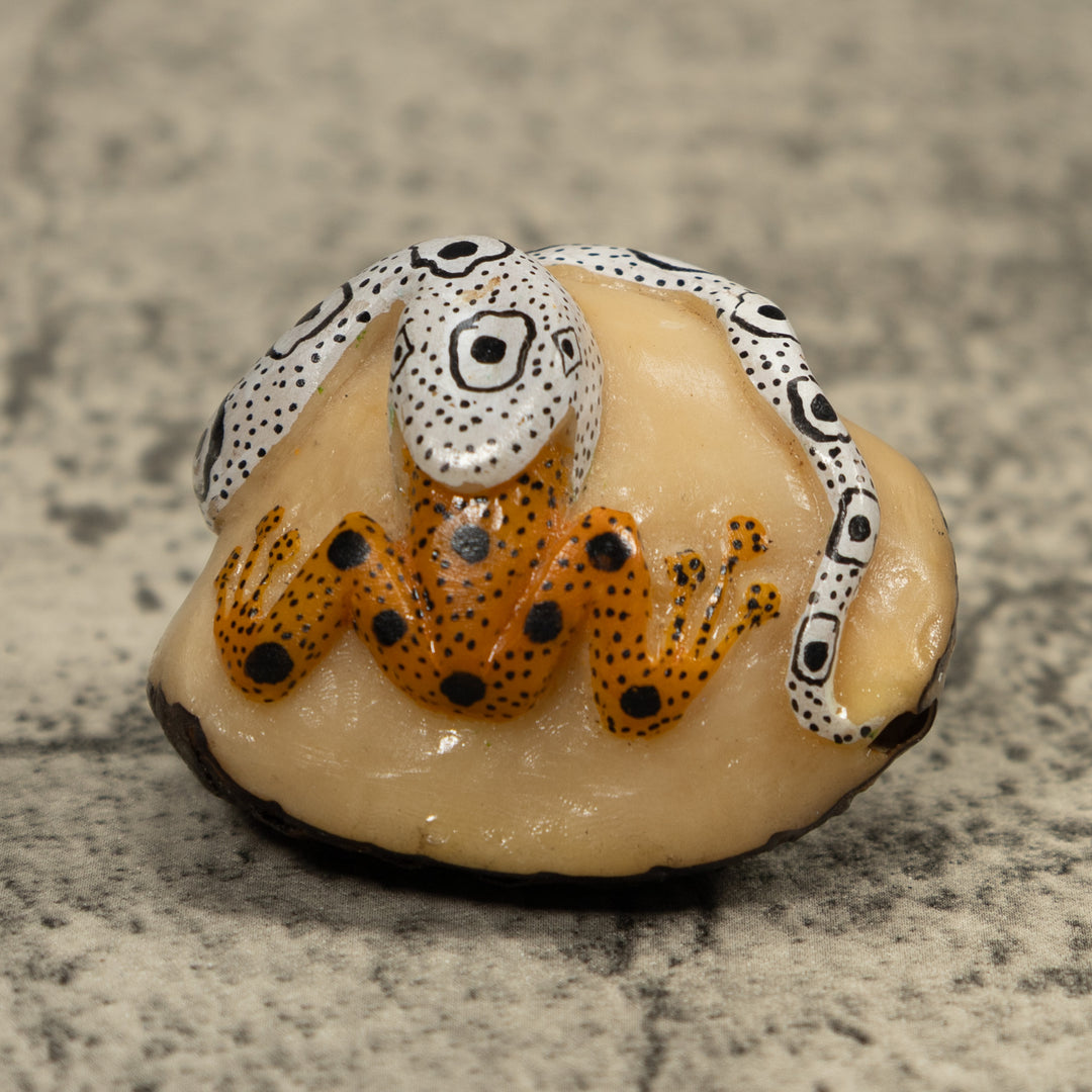 Snake Eating A Frog Tagua Carving