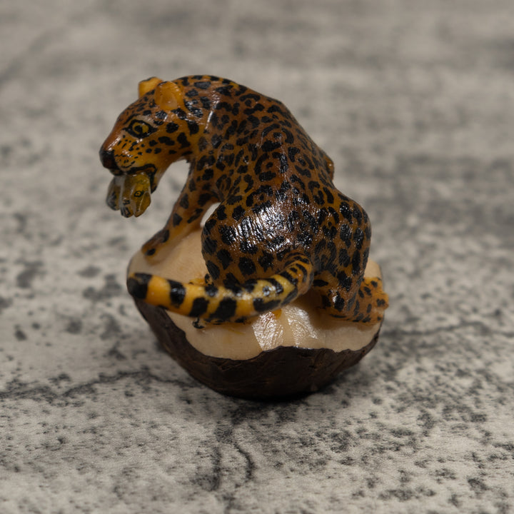 Jaguar Cat With Cub Tagua Carving