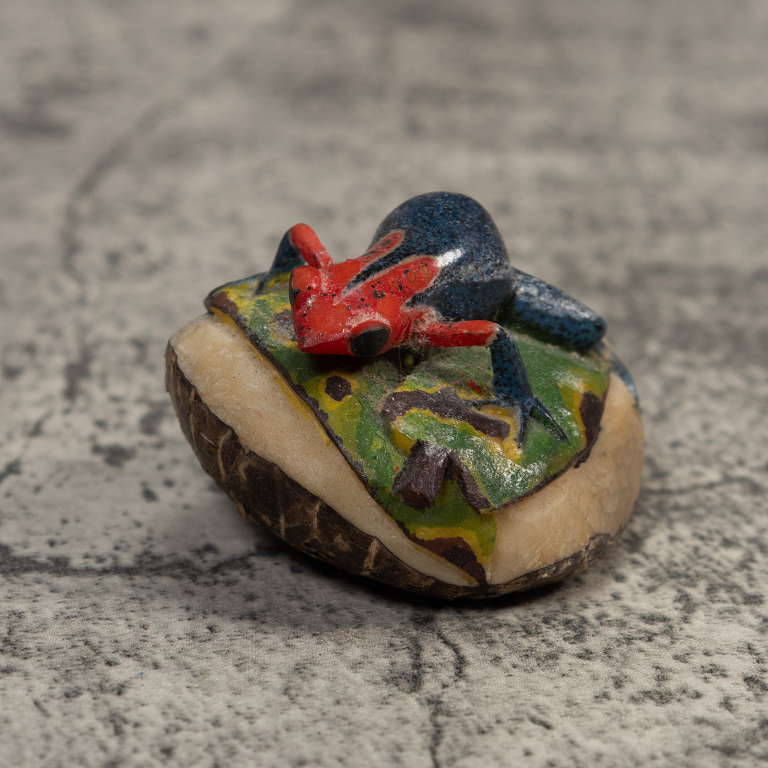 Red And Blue Poison Dart Frog Tagua Carving