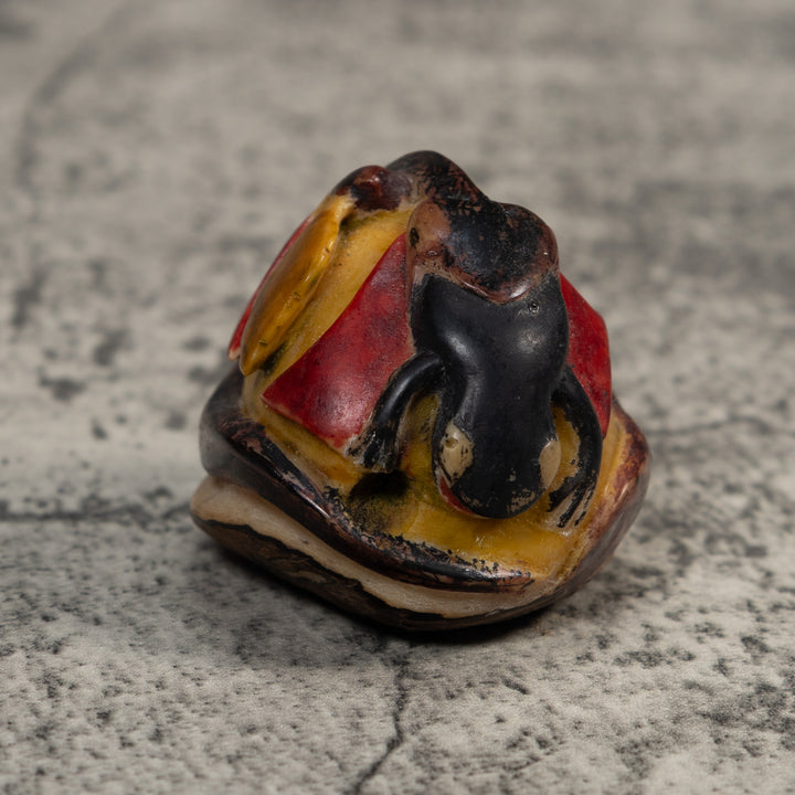 Vintage Black And Tan Gecko Lizard Tagua Carving