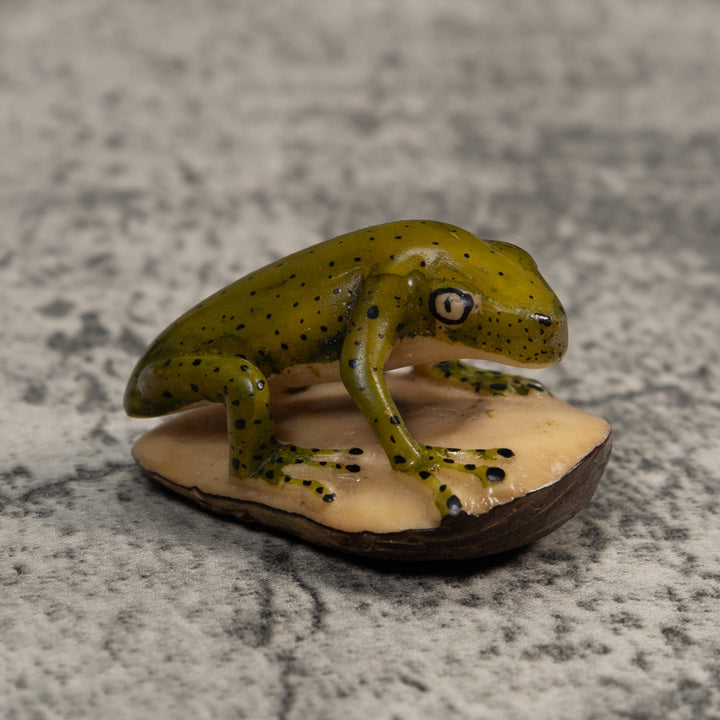 Vintage Green And Black Poison Dart Frog Tagua Carving