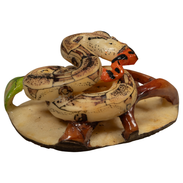 Snake Eating A Frog Tagua Carving