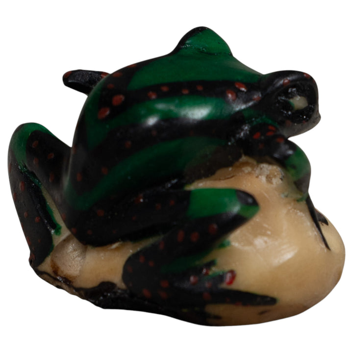 Vintage Dark Green Frog Tagua Carving