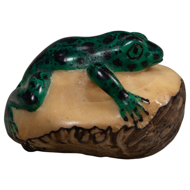 Vintage Green And Black Poison Dart Frog Tagua Carving