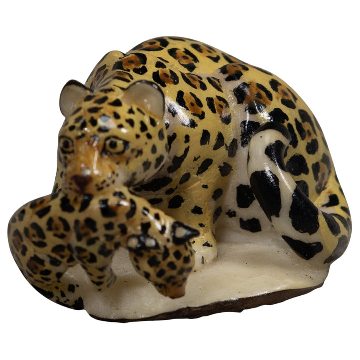 Jaguar Cat With Cub Tagua Carving