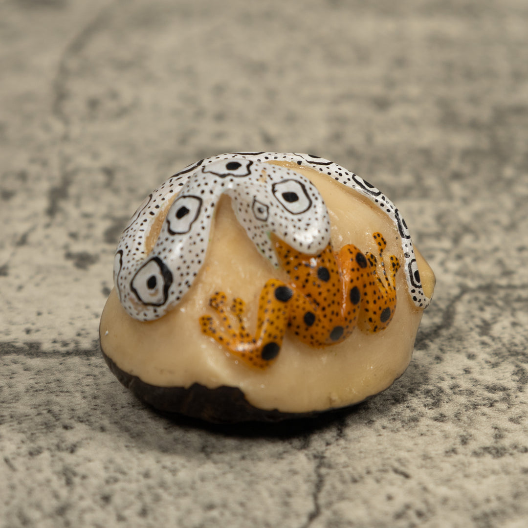 Snake Eating A Frog Tagua Carving