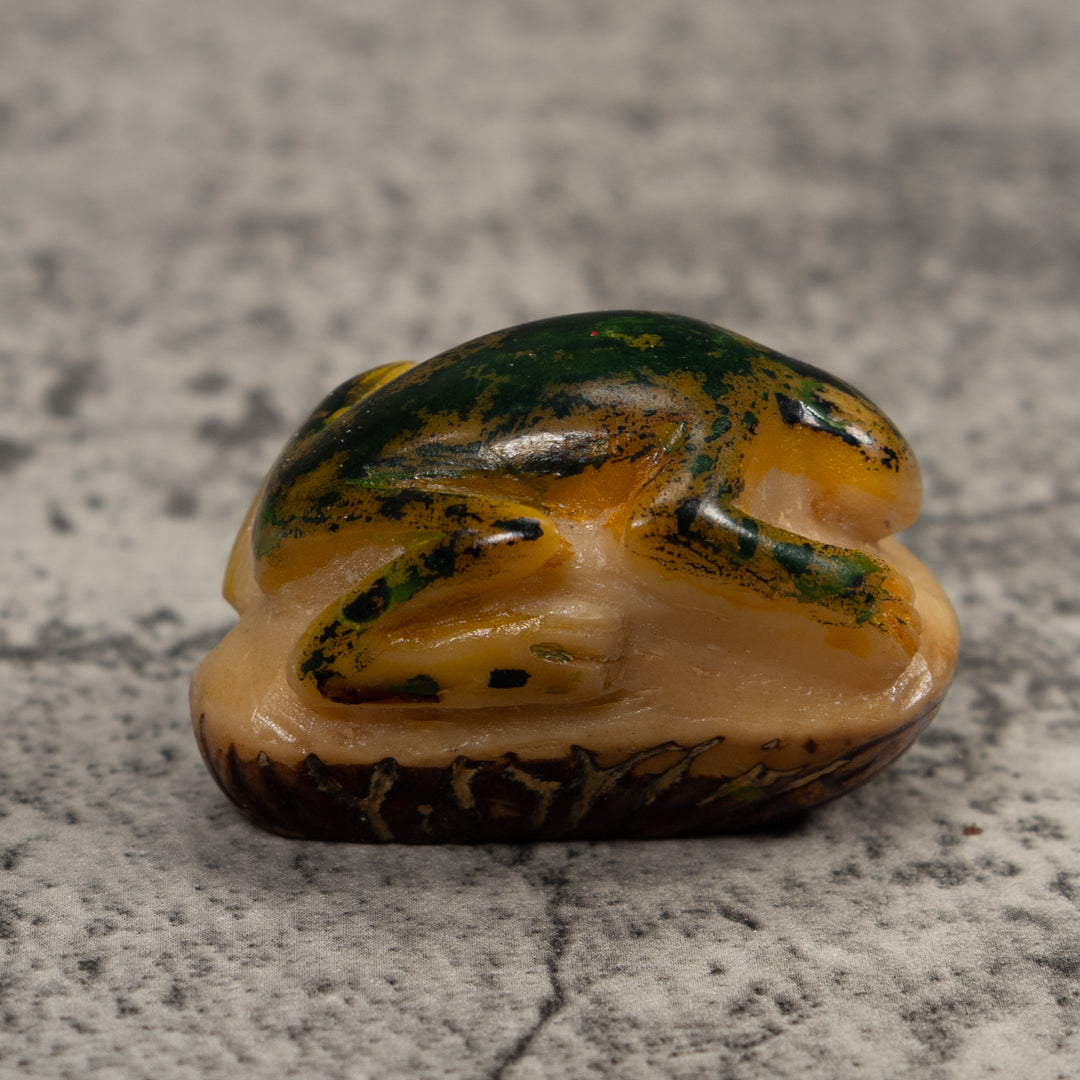 Vintage Brown Frog Tagua Carving