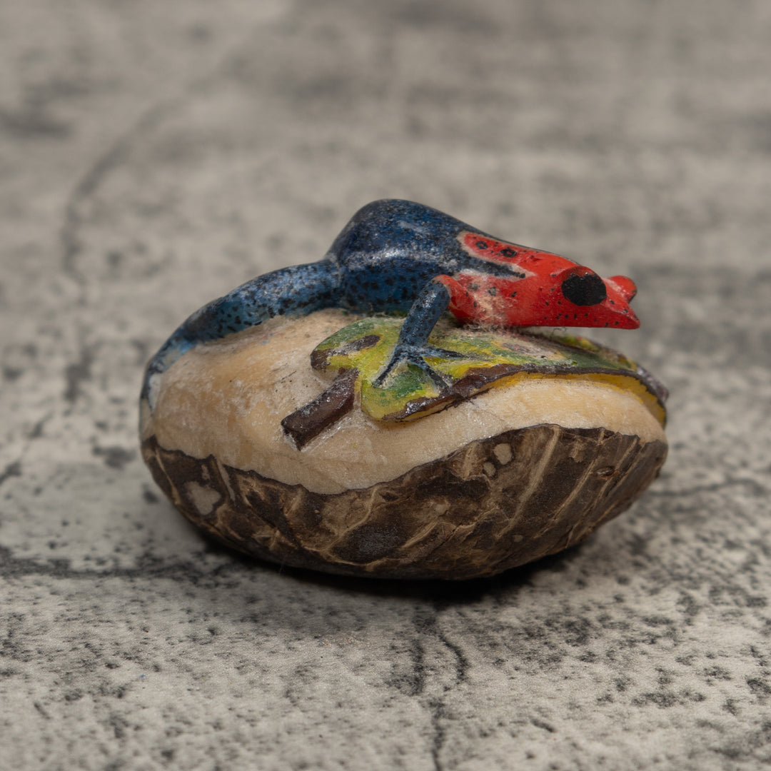 Red And Blue Poison Dart Frog Tagua Carving