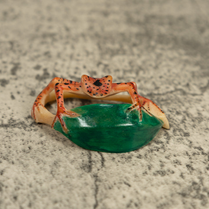 Vintage Undercut Golden Frog Tagua Carving