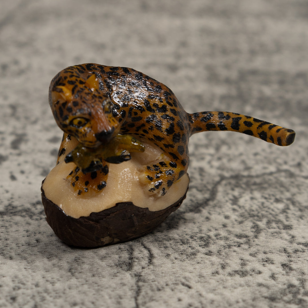 Jaguar Cat With Cub Tagua Carving