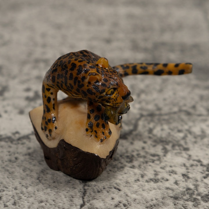 Jaguar Cat With Cub Tagua Carving
