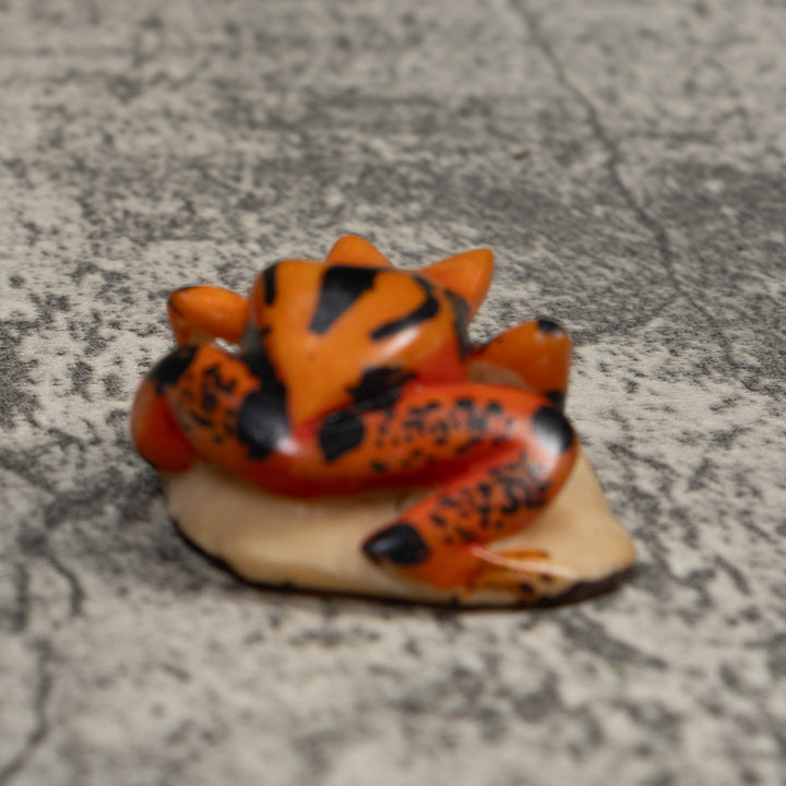Vintage Orange And Black Poison Dart Frog Tagua Carving