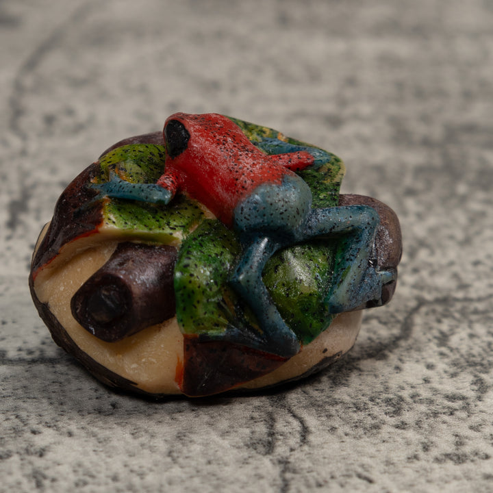 Red And Blue Poison Dart Frog Tagua Carving