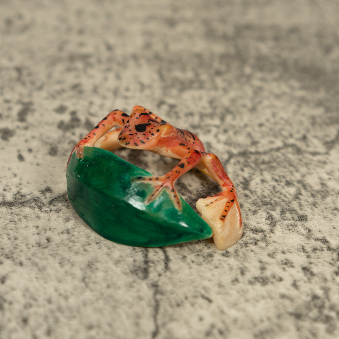 Vintage Undercut Golden Frog Tagua Carving