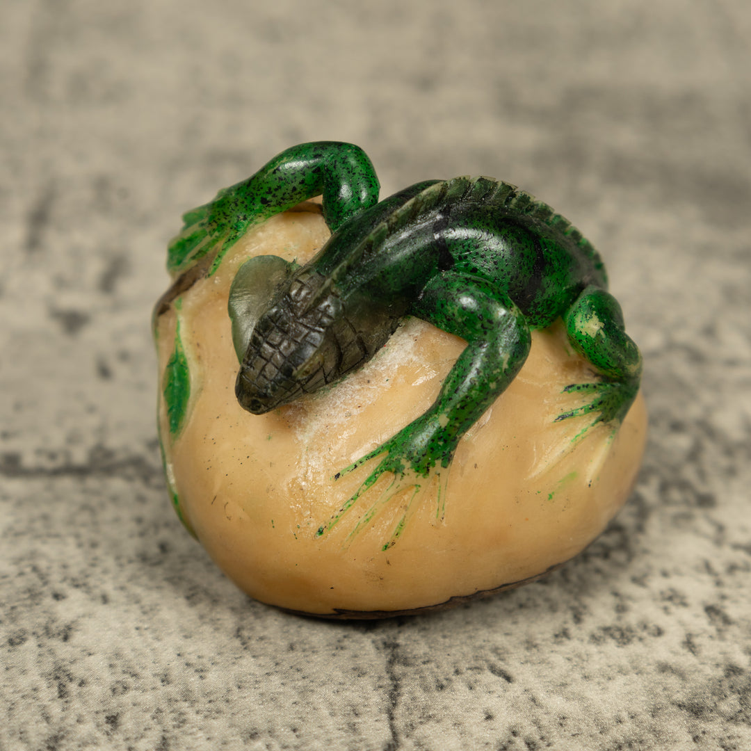 Green Iguana Lizard Tagua Carving