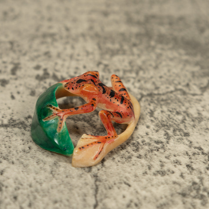 Vintage Undercut Golden Frog Tagua Carving