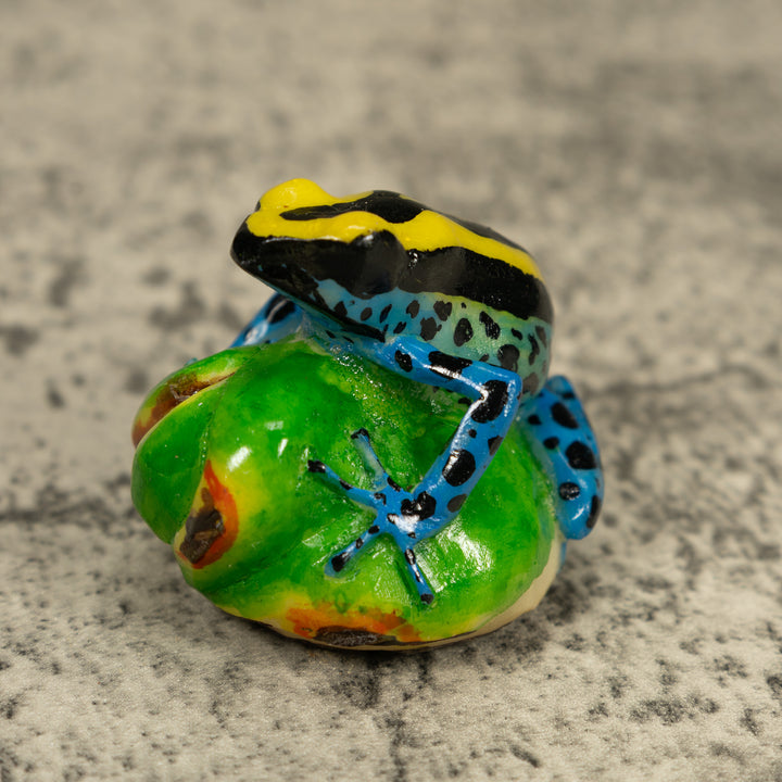 Black Yellow And Blue Poison Dart Frog Tagua Carving