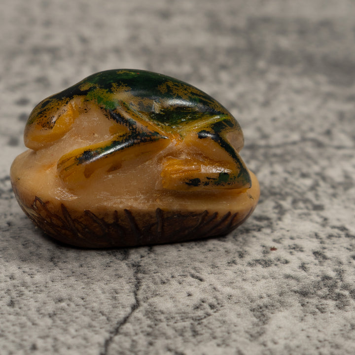 Vintage Brown Frog Tagua Carving