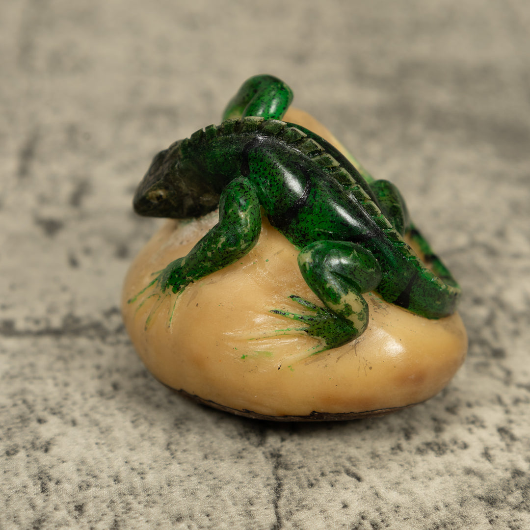Green Iguana Lizard Tagua Carving