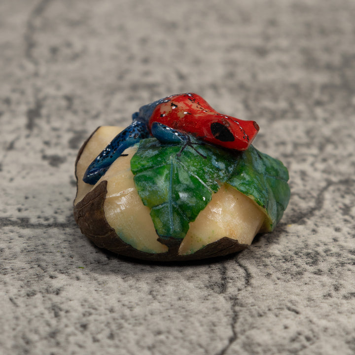 Red And Blue Poison Dart Frog Tagua Carving