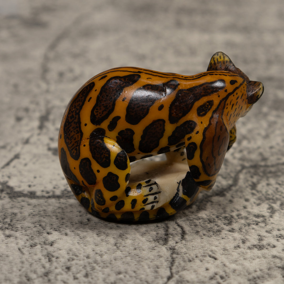 Jaguar Cat With Cub Tagua Carving