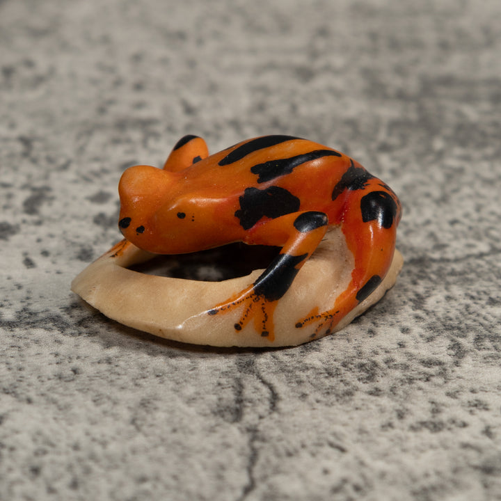 Vintage Orange And Black Poison Dart Frog Tagua Carving