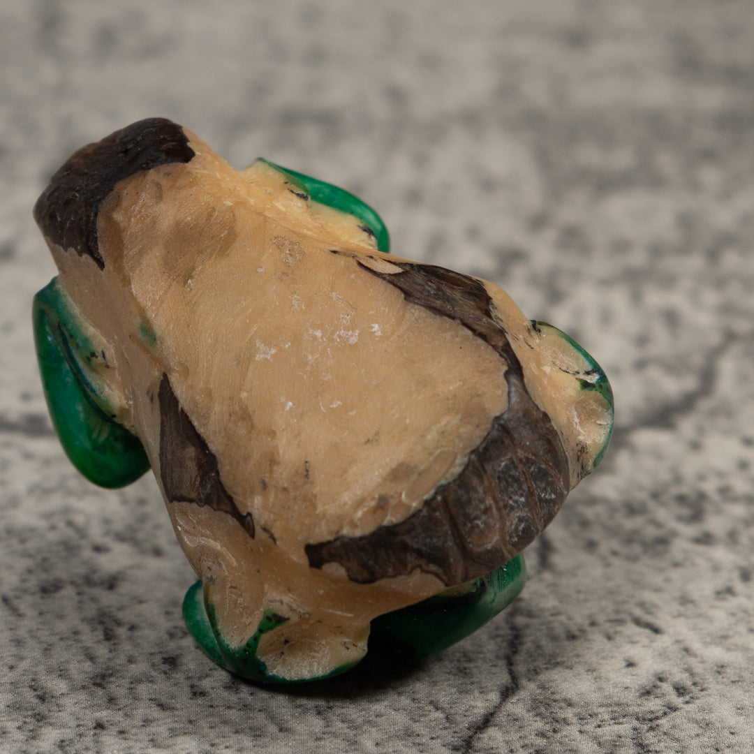 Vintage Black And Green Frog Tagua Carving