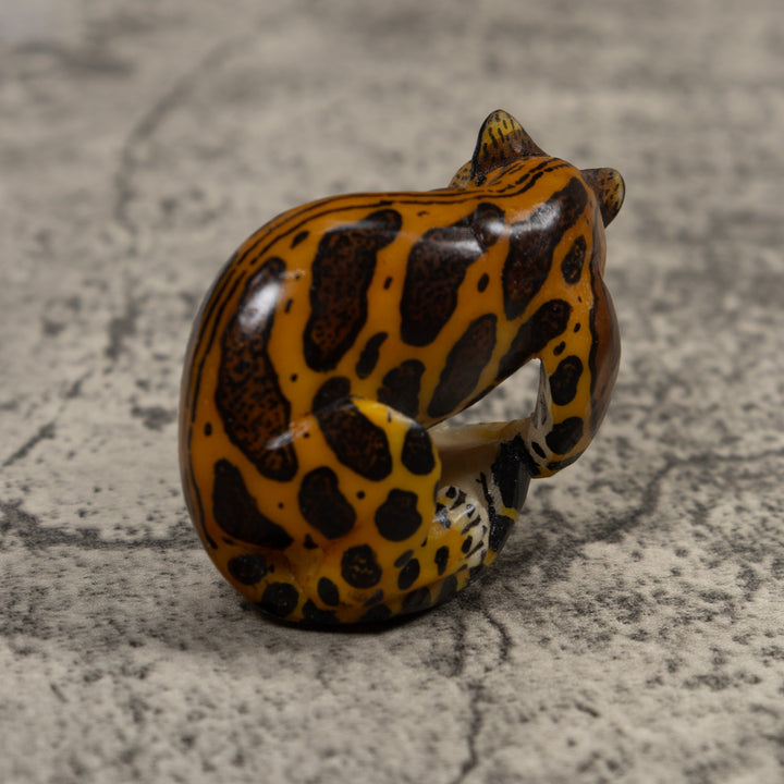 Jaguar Cat With Cub Tagua Carving