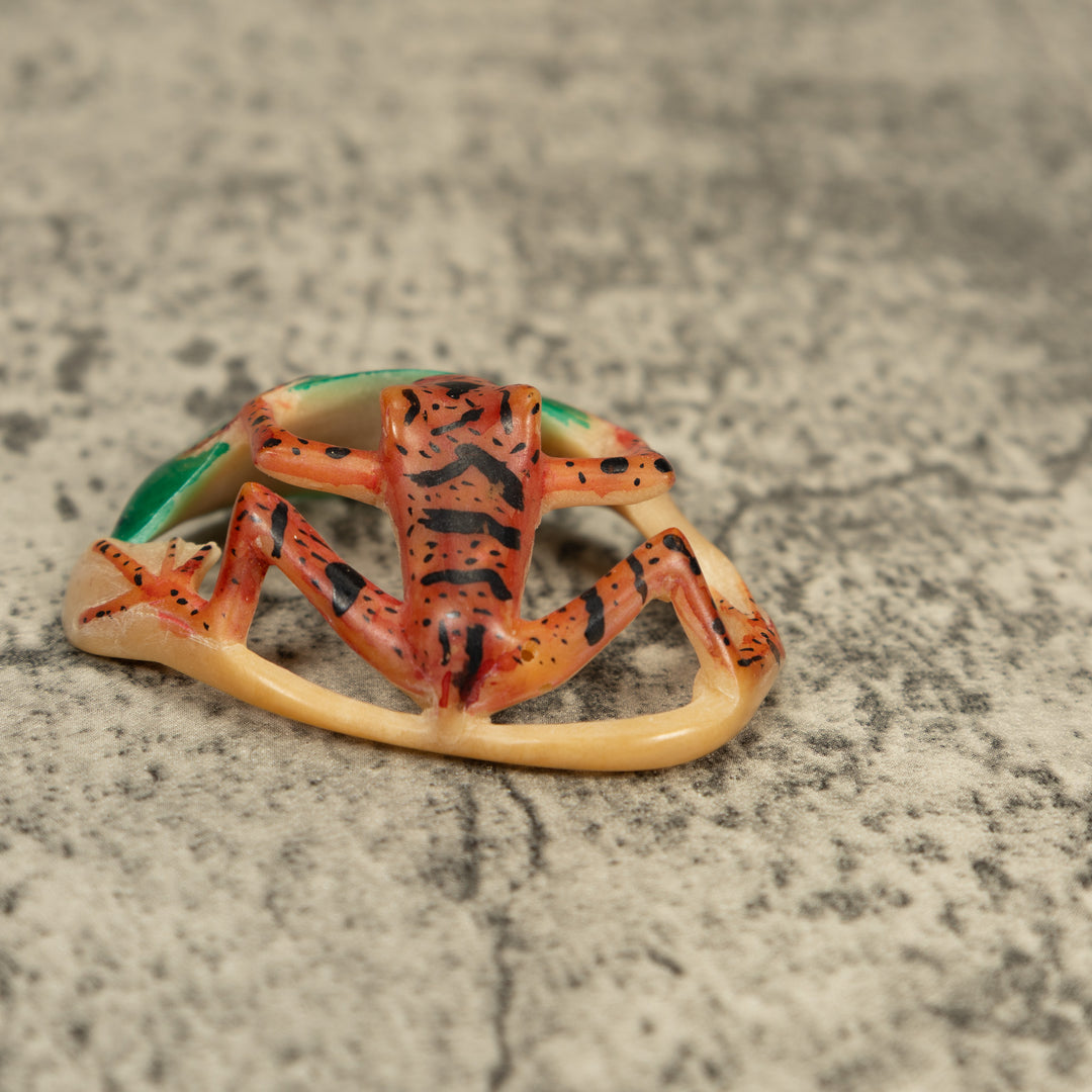 Vintage Undercut Golden Frog Tagua Carving