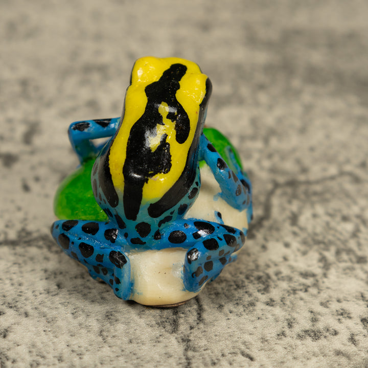 Black Yellow And Blue Poison Dart Frog Tagua Carving