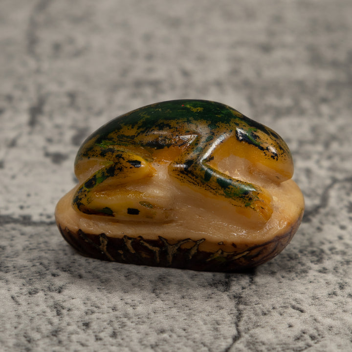 Vintage Brown Frog Tagua Carving