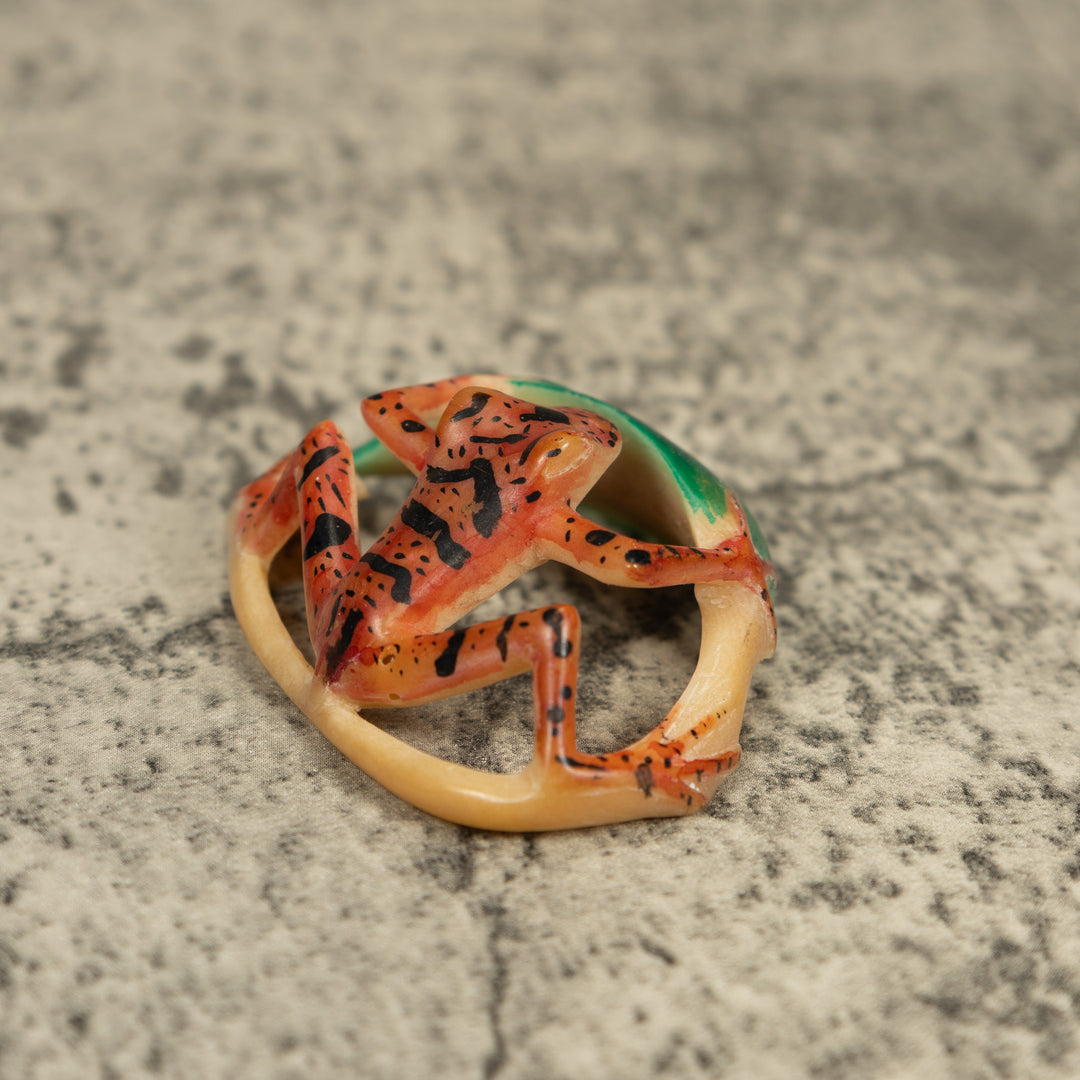 Vintage Undercut Golden Frog Tagua Carving