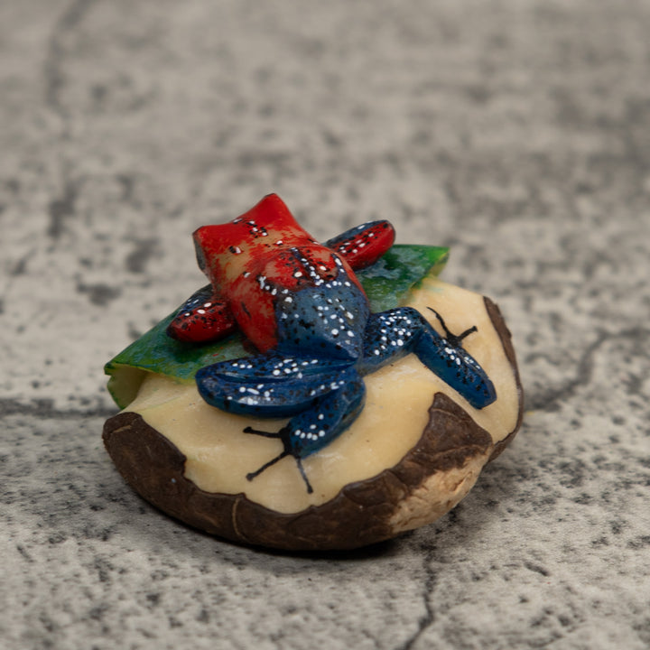 Red And Blue Poison Dart Frog Tagua Carving