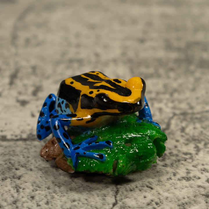 Blue Golden And Black Poison Dart Frog Tagua Carving