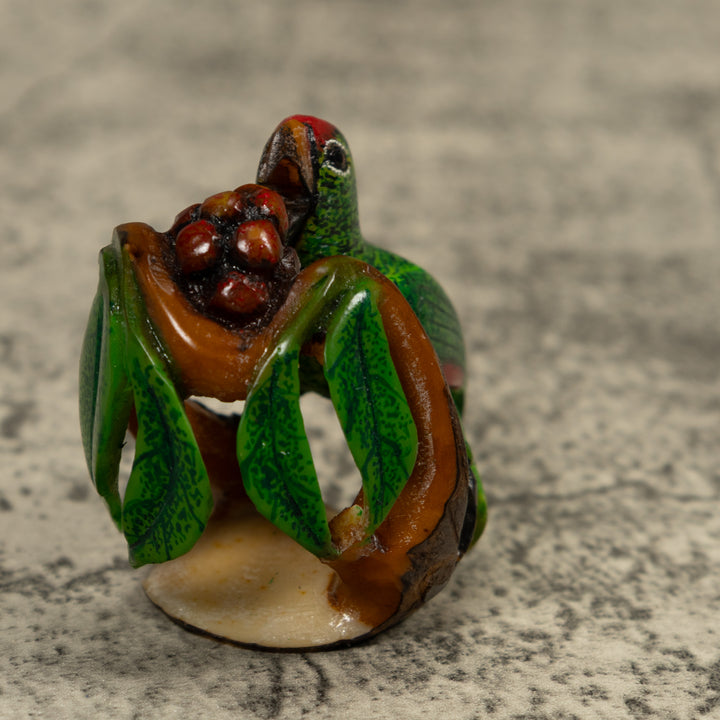 Green Parrot Bird Tagua Carving