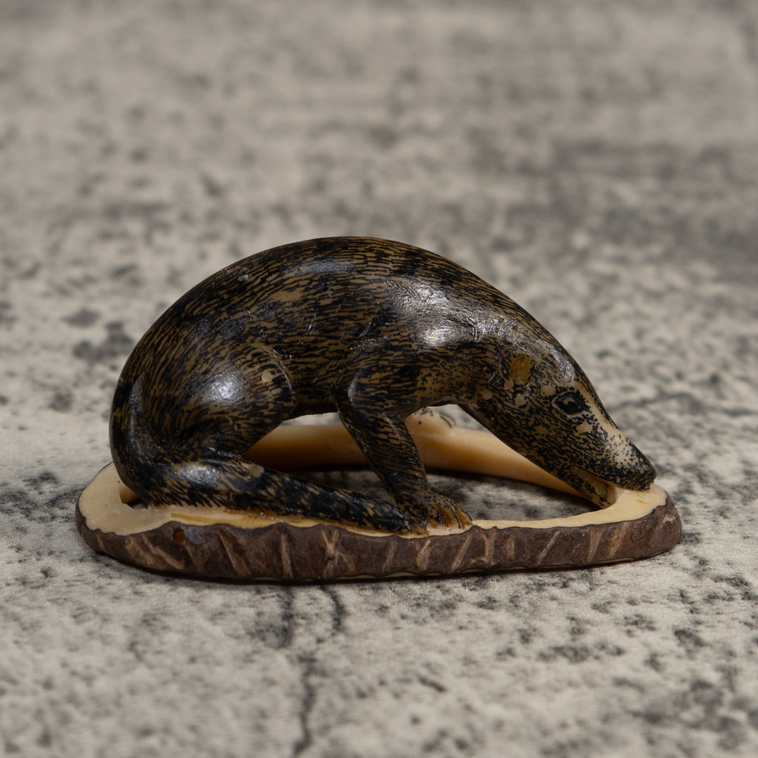 Vintage Brown Coatimundi Tagua Carving