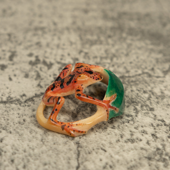 Vintage Undercut Golden Frog Tagua Carving