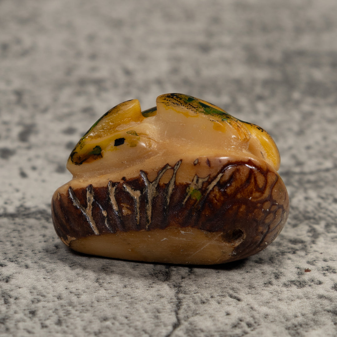 Vintage Brown Frog Tagua Carving