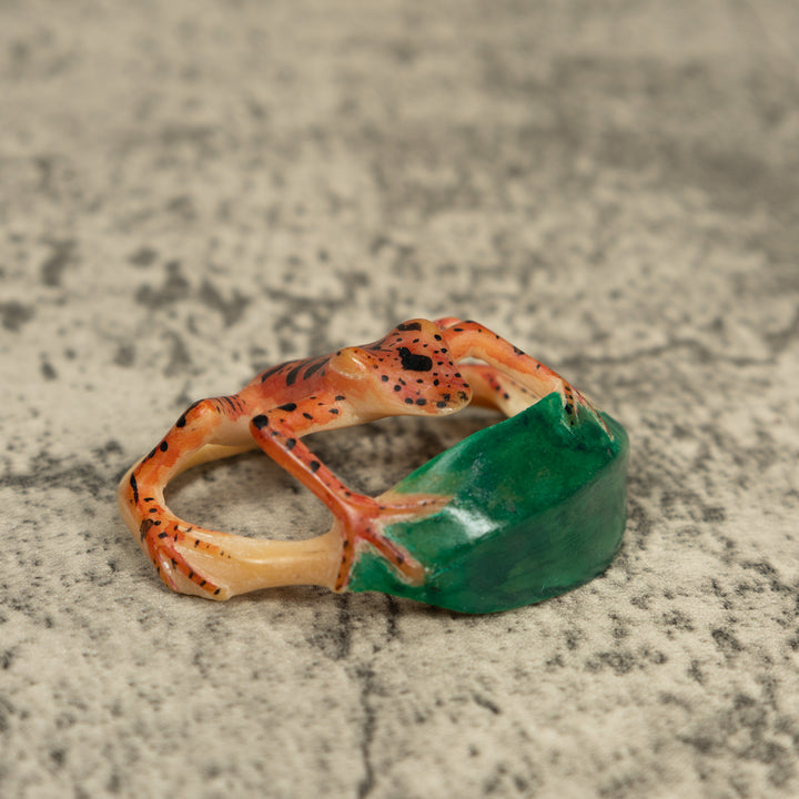 Vintage Undercut Golden Frog Tagua Carving