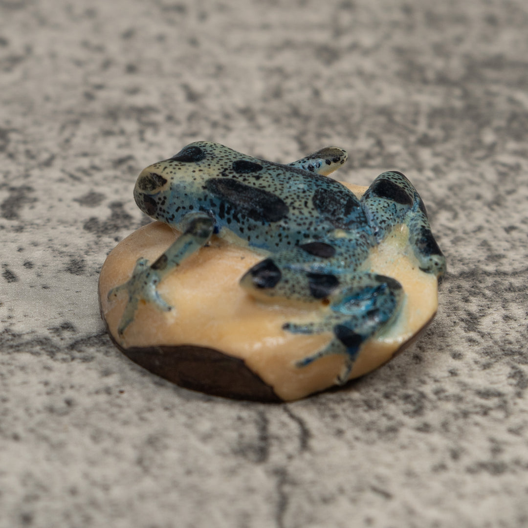 Vintage Blue And Black Poison Dart Frog Tagua Carving