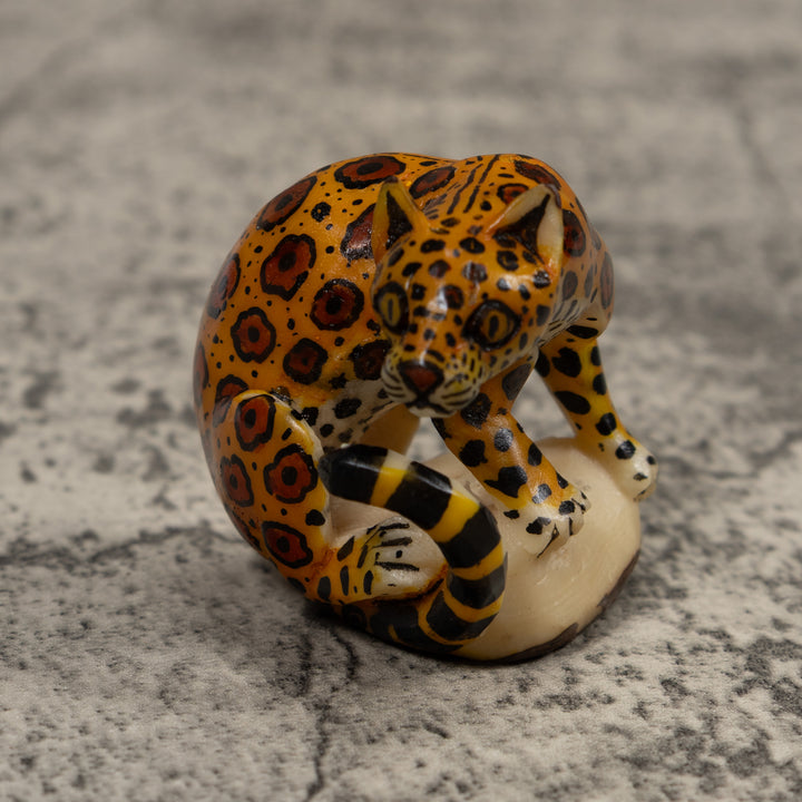 Jaguar Cat Tagua Carving