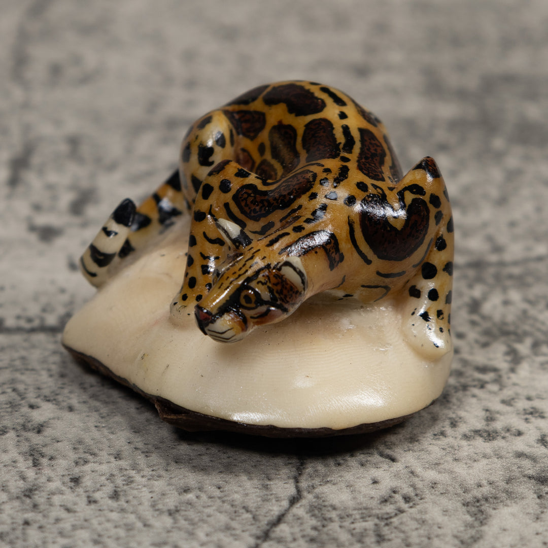 Jaguar Cat Tagua Carving